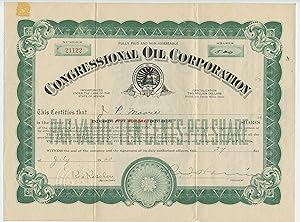 Bild des Verkufers fr Congressional Oil stock certificate zum Verkauf von Attic Books (ABAC, ILAB)