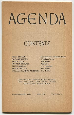 Image du vendeur pour Agenda - August-September 1963, Vol. 3, No. 1 mis en vente par Between the Covers-Rare Books, Inc. ABAA