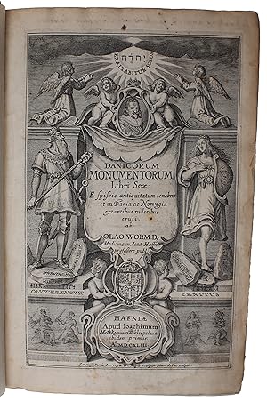 Bild des Verkufers fr Danicorum Monumentorum Libri Sex: E spissis antiquitatum tenebris et in Dania ac Norvegia extantibus ruderibus eruti + Regum Daniae Series duplex et Limitum inter Daniam & Sveciam Descriptio. Ex vetustissimo Legum Scanicarum Literis Runicis in membran. - [THE FIRST WRITTEN STUDY OF RUNES] zum Verkauf von Lynge & Sn ILAB-ABF