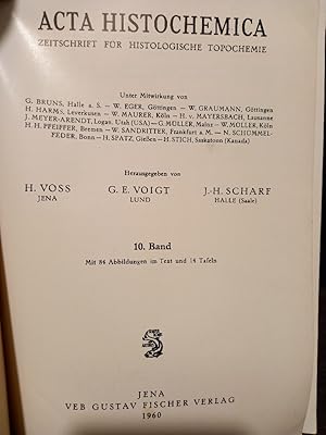 Bild des Verkufers fr Acta Histochemica. Zeitschrift fr histologische Topochemie. Band 10. Herausgegeben von H. Voss und G. E. Voigt. zum Verkauf von Antiquariat Kretzer