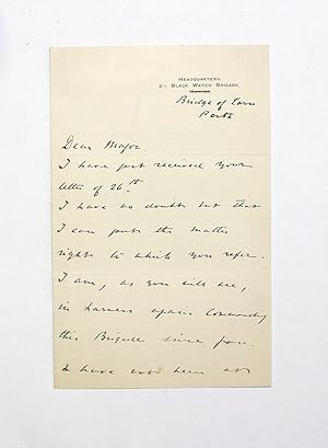 Seller image for An Original Handwritten Letter Signed by Douglas Beresford Graham, 5th Duke of Montrose to a Mayor in Relation to the Black Watch Brigade for sale by Lasting Words Ltd