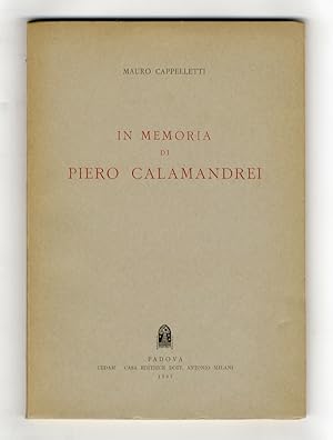 Seller image for In memoria di Piero Calamandrei. for sale by Libreria Oreste Gozzini snc