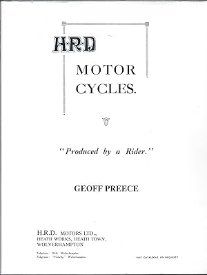 HRD Motor Cycles: Produced by a Rider