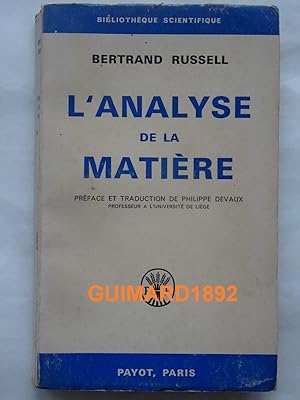 L'Analyse de la matière