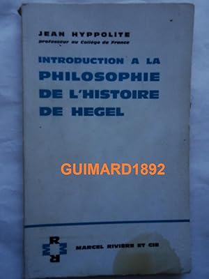 Seller image for Introduction  la philosophie de l'histoire de Hegel for sale by Librairie Michel Giraud