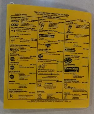 VINCENNES INDIANA TELEPHONE DIRECTORY BINDER & BUSINESS INDEX 1992 - 1993