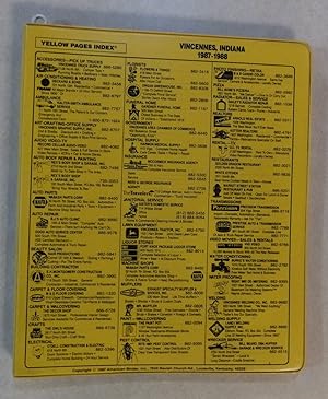 VINCENNES INDIANA 1987 - 1988 TELEPHONE BOOK COVER BINDER ADVERTISEMENTS YELLOW PAGES