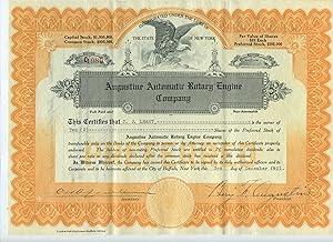 Augustine Automatic Rotary Engine stock certificate