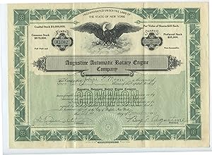 Augustine Automatic Rotary Engine stock certificate