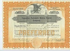 Augustine Automatic Rotary Engine stock certificate