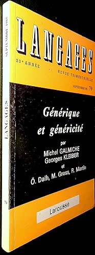 Imagen del vendedor de Langages, revue trimestrielle - Septembre 1985 N 79 - Gnrique et gnricit a la venta por Le Chemin des philosophes