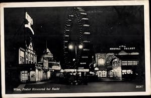 Bild des Verkufers fr Ansichtskarte / Postkarte Wien 2. Leopoldstadt, Prater Riesenrad bei Nacht zum Verkauf von akpool GmbH