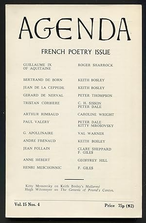 Bild des Verkufers fr Agenda: French Poetry Issue - Vol. 15, No. 4 (Winter 1977/8) zum Verkauf von Between the Covers-Rare Books, Inc. ABAA