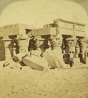 Egypt Temple of Kom Ombo Old Stereo photo Francis Frith 1857