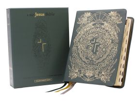 The Jesus Bible Artist Edition, ESV, Genuine Leather, Calfskin, Green, Limited Edition, Thumb Ind...
