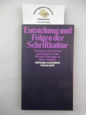 Bild des Verkufers fr Entstehung und Folgen der Schriftkultur. bersetzung von Friedhelm Herborth. Mit einer Einleitung von Heinz Schlaffer / Suhrkamp-Taschenbuch Wissenschaft ; 600 zum Verkauf von Chiemgauer Internet Antiquariat GbR