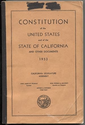 Bild des Verkufers fr Constitution of the United States and of the State of California and Other Documents zum Verkauf von The Green Arcade