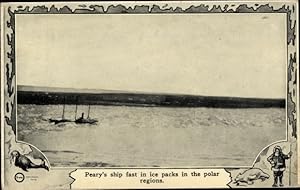 Passepartout Ansichtskarte / Postkarte Peary's ship fast in ice packs in the polar regions