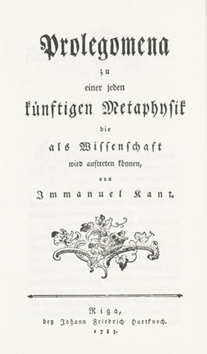 Seller image for Kant, I: Prolegomena zu einer jeden knftigen Metaphysik for sale by AHA-BUCH GmbH