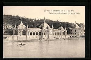 Bild des Verkufers fr Ansichtskarte Torino, Esposizione Internazionale 1911, Padiglione del Brasile sulla riva destra del Po zum Verkauf von Bartko-Reher