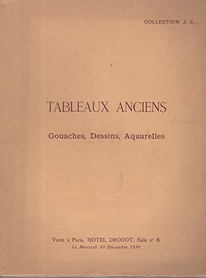 Collection J. S. Tableaux anciens, gouaches, dessins, aquarelles