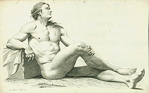 Bild des Verkufers fr Klassischer Mnnerakt sitzend, an einen Stein gelehnt. zum Verkauf von Antiquariat Clemens Paulusch GmbH