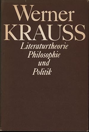 Bild des Verkufers fr Literaturtheorie, Philosophie und Politik. Herausgegeben von Manfred Naumann. zum Verkauf von Antiquariat Lenzen