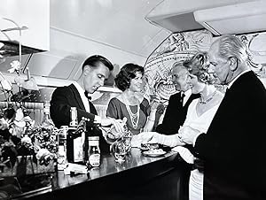 1960s Glossy Black and White Photo of Four First Class Passengers Enjoying the First Class Bar on...