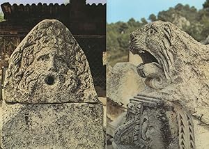 Glanum Horrified Lion & Face Possibly Roman Statue 2x Postcard s