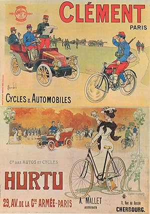 Clement Bicycles Hurtu Bike 2x French Poster Postcard s