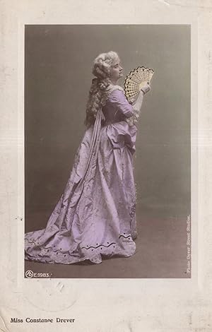 Miss Constance Drever Edwardian Actress Purple Dress Rare Postcard