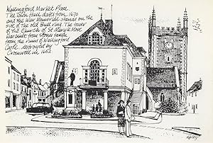 Seller image for Wallingford Market Place Oxford War Memorial Sketch Postcard for sale by Postcard Finder
