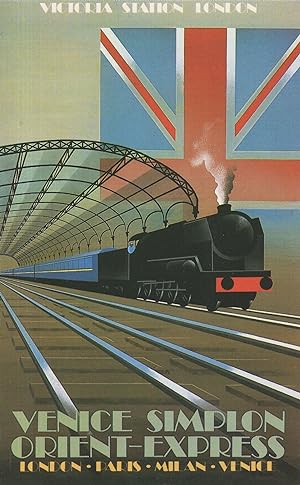 Seller image for Orient Express Train at Victoria Station London Art Deco Postcard for sale by Postcard Finder