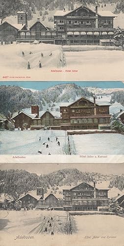 Tobogganing Winter Sports at Hotel Adler Adelboden 3x Swiss Postcard s