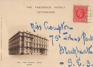 Seller image for The Lord Warden Hotel Dover Frederick Hotel Lettercard Postcard for sale by Postcard Finder
