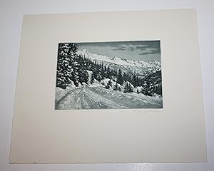 (Winterlandschaft) Originalradierung von Karl Panzerbieter.