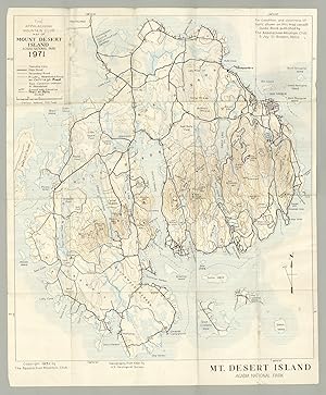 Appalachian Mountain Club Map of Mount Desert Island, Acadia National Park. 1971