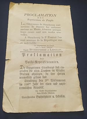 Image du vendeur pour Muse Alsacien - Strasbourg - Proclamation concernant les costumes anciens 1908 mis en vente par L'ENCRIVORE (SLAM-ILAB)