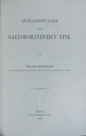 Seller image for Quellenstudien zur Galloromanischen Epik. for sale by Antiquariat Bookfarm