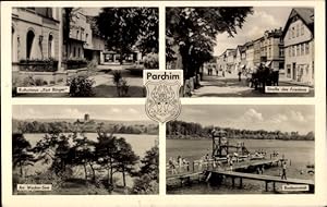 Bild des Verkufers fr Wappen Ansichtskarte / Postkarte Parchim in Mecklenburg, Kulturhaus Kurt Brger, Wacker See, Strae des Friedens zum Verkauf von akpool GmbH