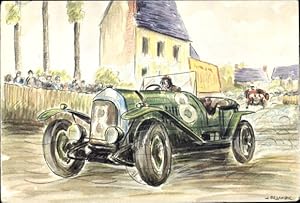 Künstler Ansichtskarte / Postkarte Assurances Les Mutuelles, 24 Heures du Mans, Bentley Duff Clem...