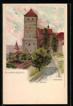 Bild des Verkufers fr Knstler-Ansichtskarte Karl Mutter: Nrnberg, Der Heidenturm zum Verkauf von Bartko-Reher