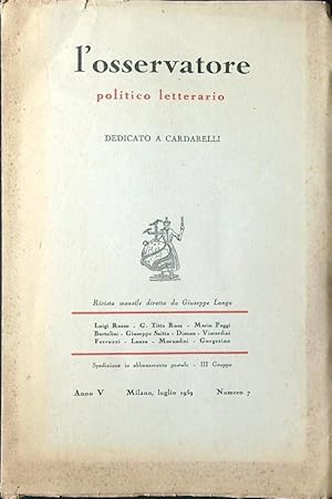 Seller image for L'osservatore politico letterario . Anno V n. 7/luglio 1959 for sale by Librodifaccia