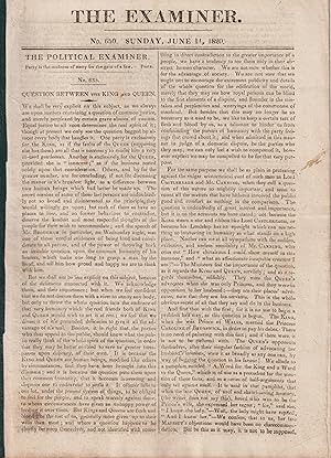 Image du vendeur pour The Examiner. No. 650. 11 June, 1820 mis en vente par R.W. Forder
