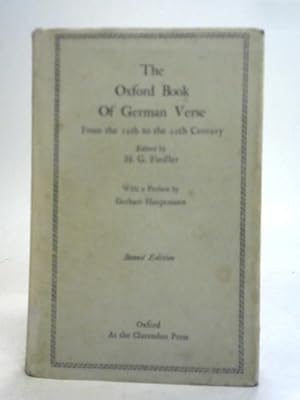 Bild des Verkufers fr The Oxford Book of German Verse zum Verkauf von World of Rare Books