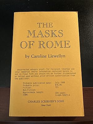Seller image for The MASKS OF ROME - Uncorrected Advance Proof, First Edition, ew for sale by Park & Read Books