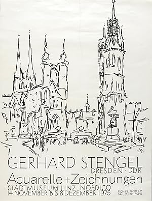 Bild des Verkufers fr Stengel, Gerhard. Ausstellungsplakat Stadtmuseum Linz. Linzer Altstadt zum Verkauf von GALERIE HIMMEL
