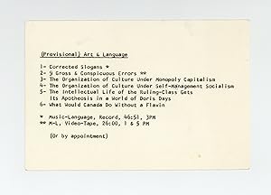 Exhibition postcard: (Provisional) Art & Language (18 June-14 July 1976)