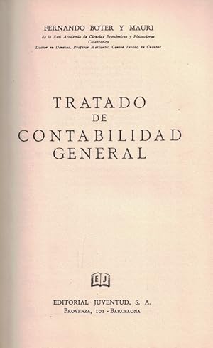 Imagen del vendedor de TRATADO DE CONTABILIDAD GENERAL a la venta por Librera Torren de Rueda