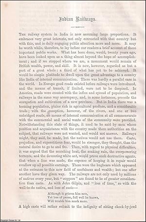 Imagen del vendedor de Indian Railways : the Railway system in India. An uncommon original article from the Cornhill Magazine, 1869. a la venta por Cosmo Books